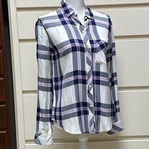 Rails NWT Hunter plaid button down navy white fuschia XS